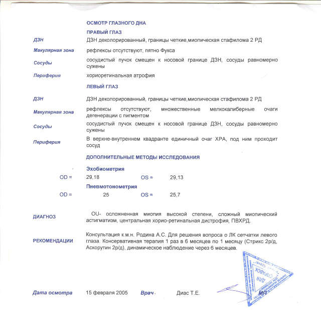 Восстановление зрения при осложненной близорукости